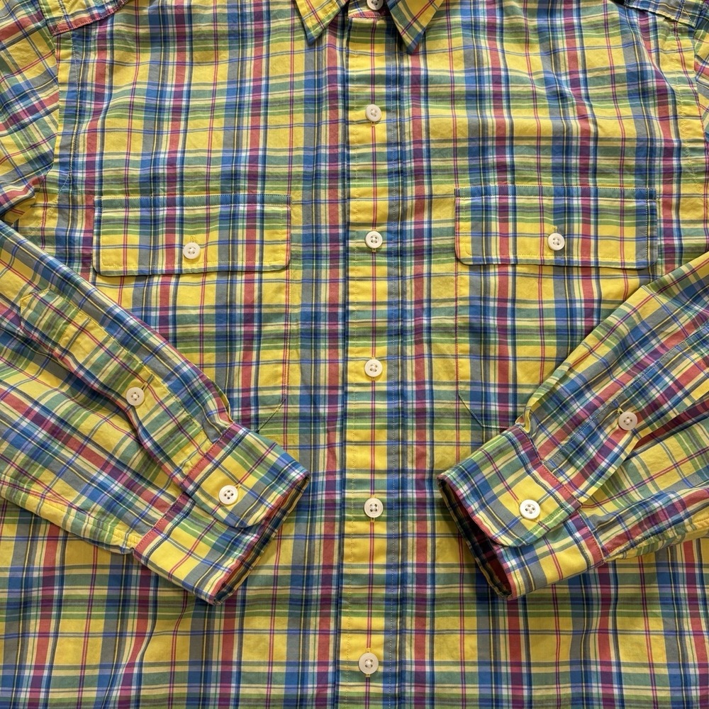 Polo Ralph Lauren Men's Large Plaid Long Sleeve Button Up Epaulettes Pockets - Picture 7 of 9